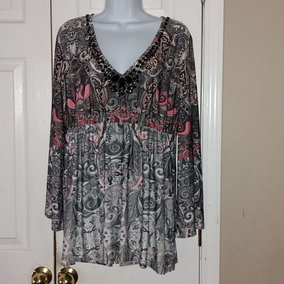 Boston Proper embellished collar tunic Sz L - Picture 1 of 6
